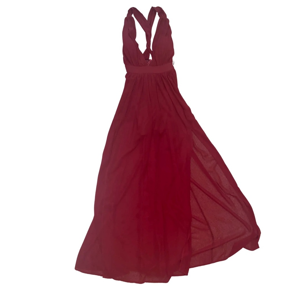 Burgundy Chiffon Maxi Dress